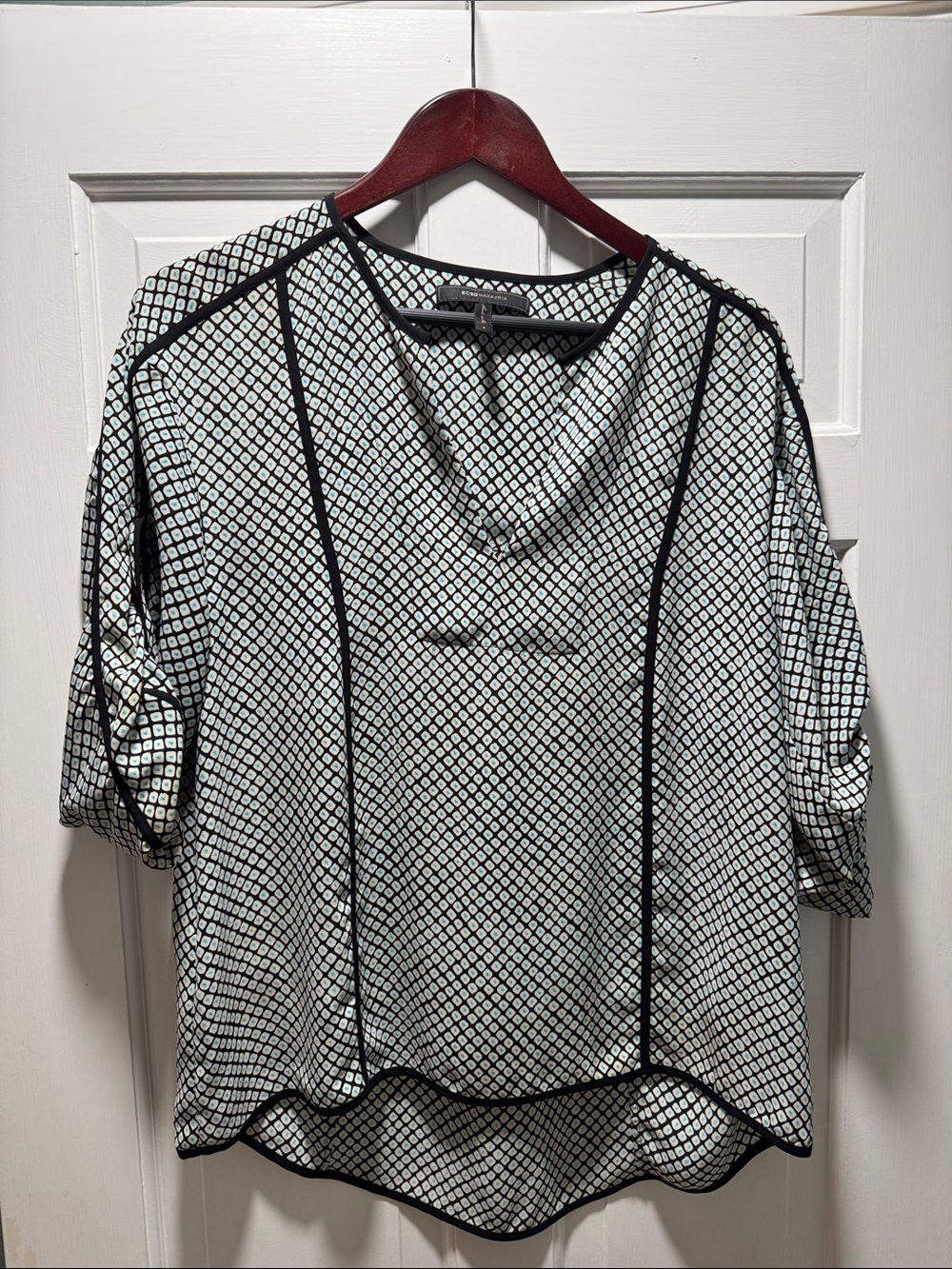 Relaxed Geo Print Blouse - Black, Green, & White